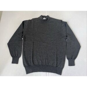 Morgano Mens Gray Virgin Wool Long Sleeve Knitted Pullover Sweater Size L